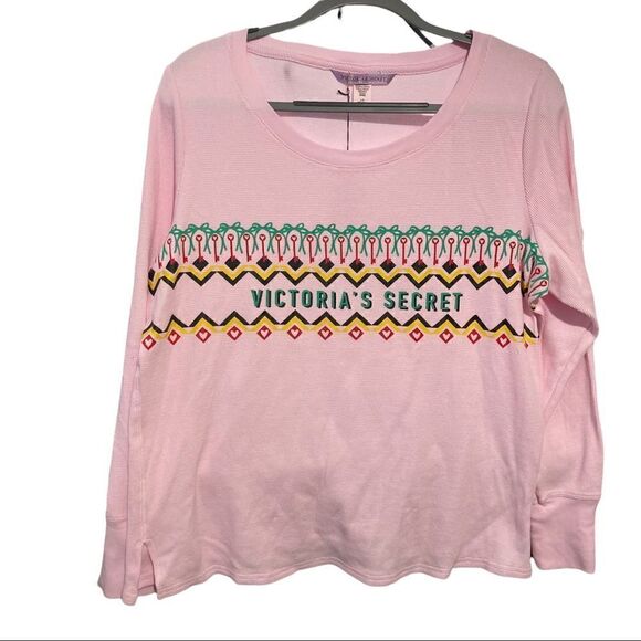 VICTORIA SECRET PINK WAFFLE MATERIAL TOP / SZ: L / NWT - Picture 1 of 5